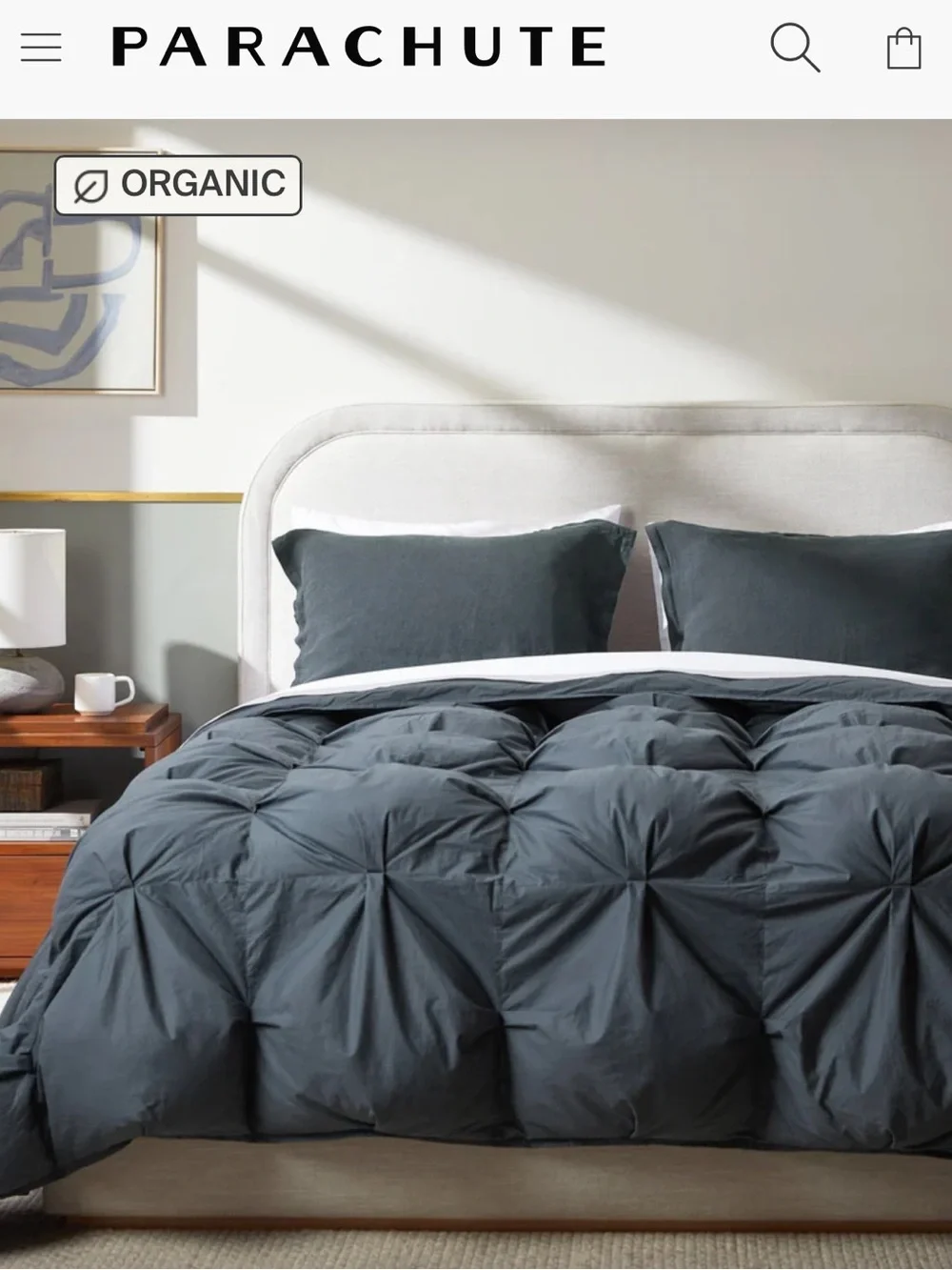 PARACHUTE ORGANIC Cotton Puff Comforter $289 FULL/QUEEN COLOR DUSK (blue) NWOT